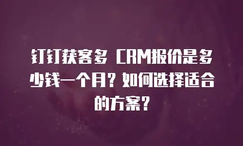钉钉获客多 CRM报价是多少钱一个月？如何选择适合的方案？