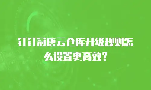 钉钉冠唐云仓库升级规则怎么设置更高效？