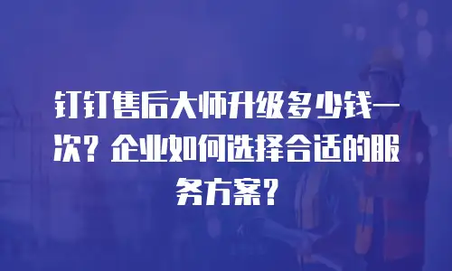 钉钉售后大师升级多少钱一次？企业如何选择合适的服务方案？