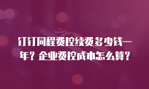 钉钉同程费控续费多少钱一年？企业费控成本怎么算？