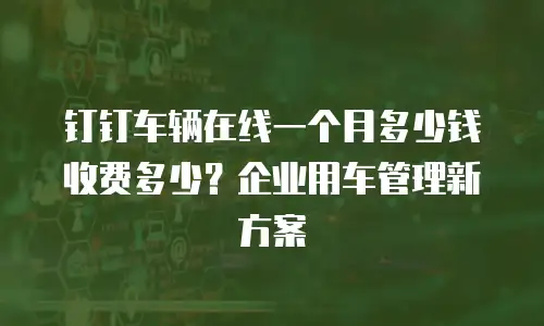 钉钉车辆在线一个月多少钱收费多少？企业用车管理新方案