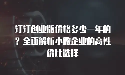 钉钉创业版价格多少一年的？全面解析小微企业的高性价比选择
