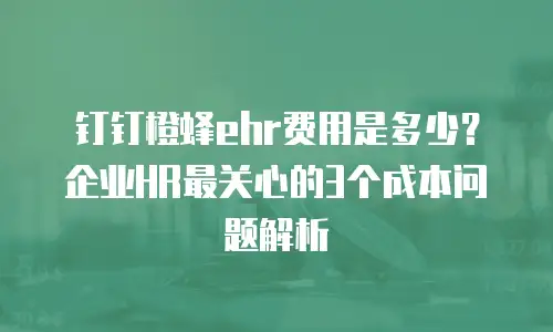 钉钉橙蜂ehr费用是多少？企业HR最关心的3个成本问题解析
