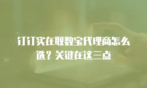 钉钉实在取数宝代理商怎么选？关键在这三点