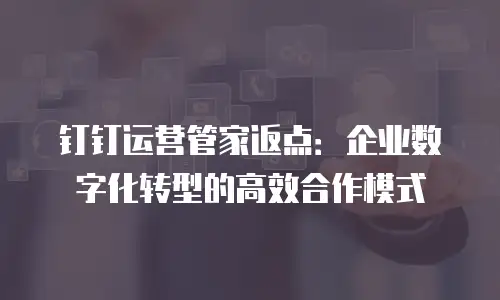 钉钉运营管家返点：企业数字化转型的高效合作模式