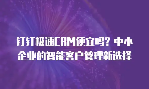 钉钉极速CRM便宜吗？中小企业的智能客户管理新选择