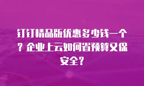 钉钉精品版优惠多少钱一个？企业上云如何省预算又保安全？