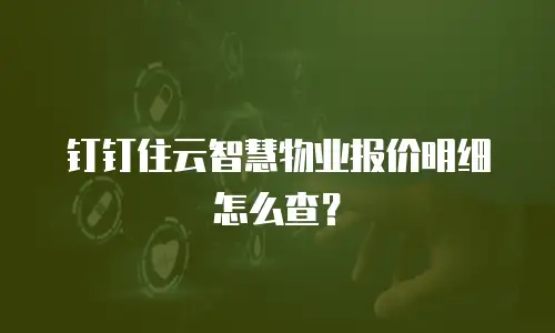 钉钉住云智慧物业报价明细怎么查？