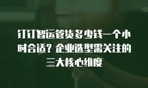 钉钉智运管货多少钱一个小时合适？企业选型需关注的三大核心维度