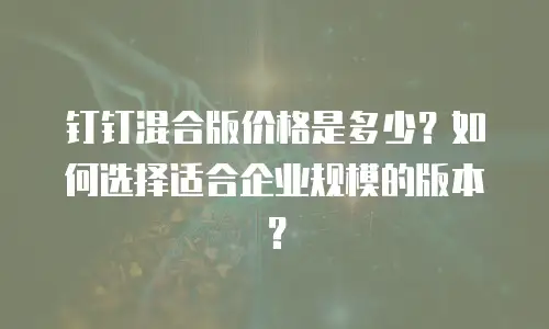 钉钉混合版价格是多少？如何选择适合企业规模的版本？