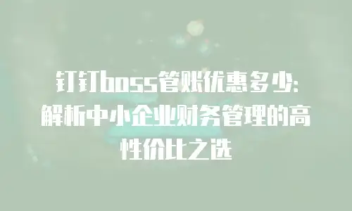 钉钉boss管账优惠多少：解析中小企业财务管理的高性价比之选