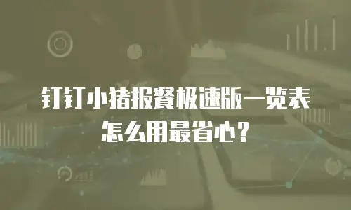 钉钉小猪报餐极速版一览表怎么用最省心？