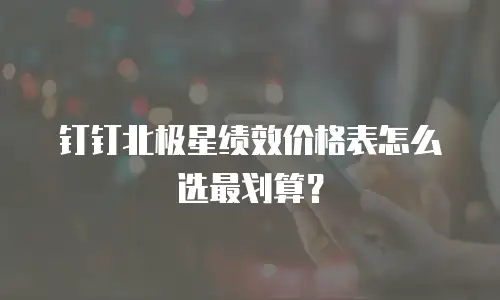 钉钉北极星绩效价格表怎么选最划算？