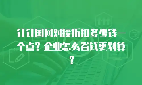钉钉国网对接折扣多少钱一个点？企业怎么省钱更划算？