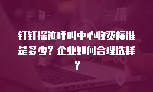 钉钉探迹呼叫中心收费标准是多少？企业如何合理选择？