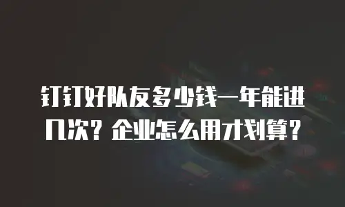 钉钉好队友多少钱一年能进几次？企业怎么用才划算？