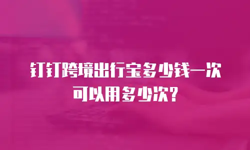 钉钉跨境出行宝多少钱一次可以用多少次？