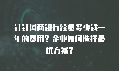 钉钉网商银行续费多少钱一年的费用？企业如何选择最优方案？