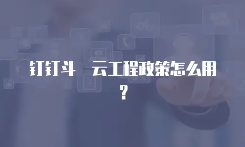 钉钉斗栱云工程政策怎么用？
