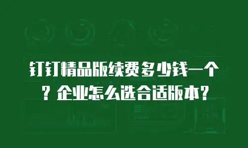 钉钉精品版续费多少钱一个？企业怎么选合适版本？