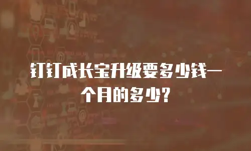 钉钉成长宝升级要多少钱一个月的多少？