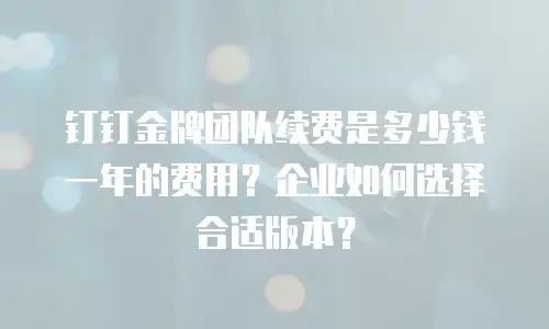 钉钉金牌团队续费是多少钱一年的费用？企业如何选择合适版本？