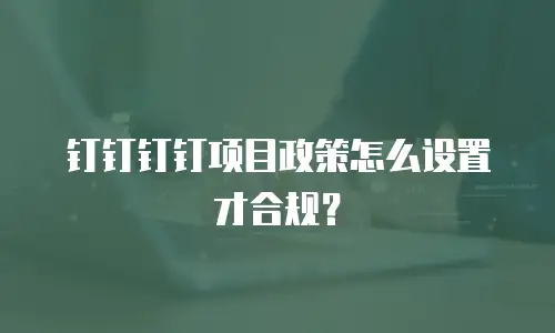 钉钉钉钉项目政策怎么设置才合规？