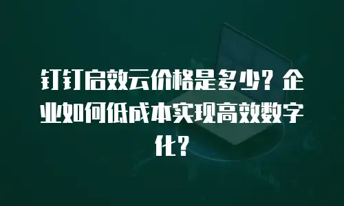 钉钉启效云价格是多少？企业如何低成本实现高效数字化？