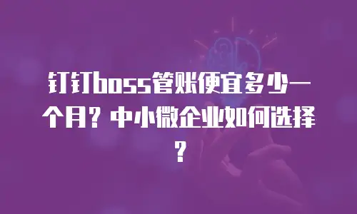 钉钉boss管账便宜多少一个月？中小微企业如何选择？