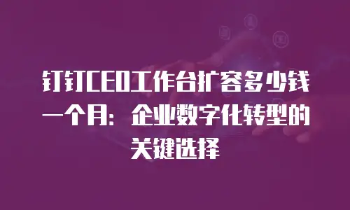 钉钉CEO工作台扩容多少钱一个月：企业数字化转型的关键选择
