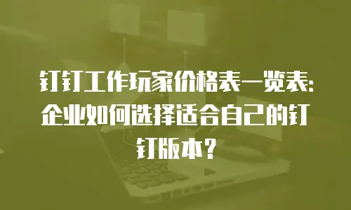 钉钉工作玩家价格表一览表：企业如何选择适合自己的钉钉版本？