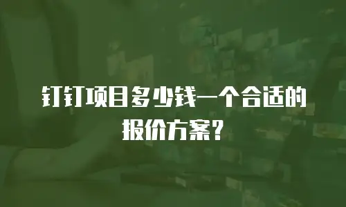 钉钉项目多少钱一个合适的报价方案？