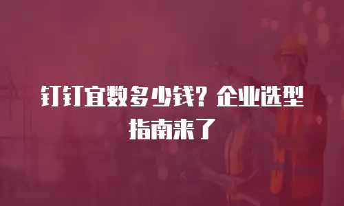 钉钉宜数多少钱？企业选型指南来了