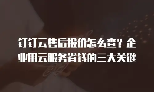 钉钉云售后报价怎么查？企业用云服务省钱的三大关键