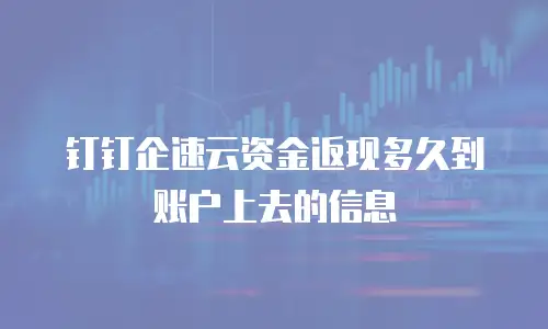 钉钉企速云资金返现多久到账户上去的信息