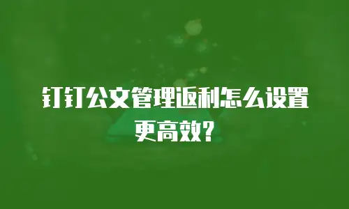 钉钉公文管理返利怎么设置更高效？