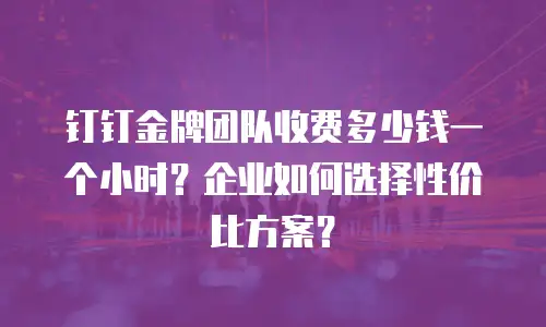 钉钉金牌团队收费多少钱一个小时？企业如何选择性价比方案？
