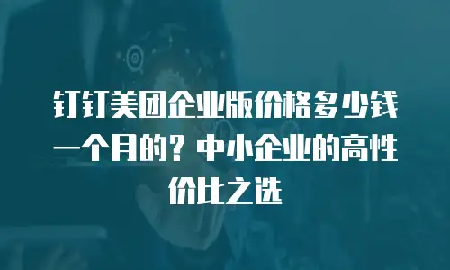 钉钉美团企业版价格多少钱一个月的？中小企业的高性价比之选