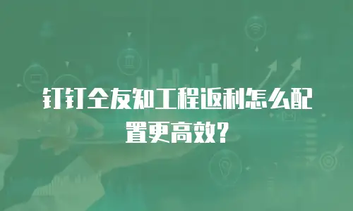 钉钉仝友知工程返利怎么配置更高效？