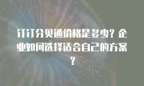 钉钉分贝通价格是多少？企业如何选择适合自己的方案？