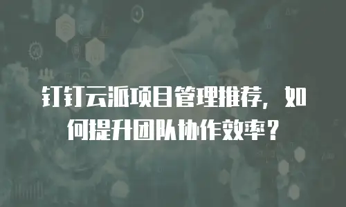 钉钉云派项目管理推荐，如何提升团队协作效率？