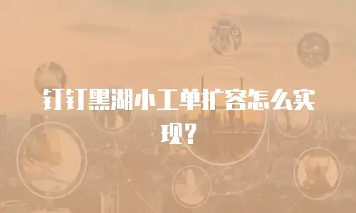 钉钉黑湖小工单扩容怎么实现？