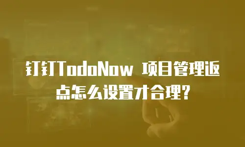 钉钉TodoNow 项目管理返点怎么设置才合理？