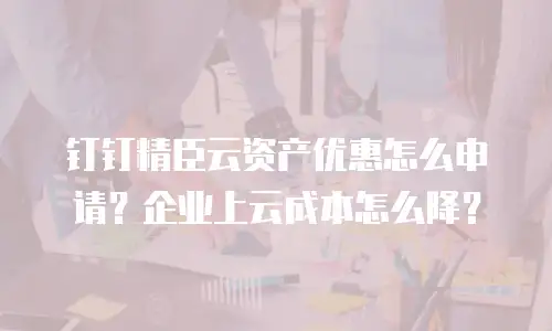 钉钉精臣云资产优惠怎么申请？企业上云成本怎么降？