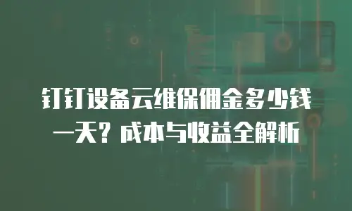 钉钉设备云维保佣金多少钱一天？成本与收益全解析