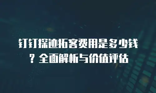 钉钉探迹拓客费用是多少钱？全面解析与价值评估