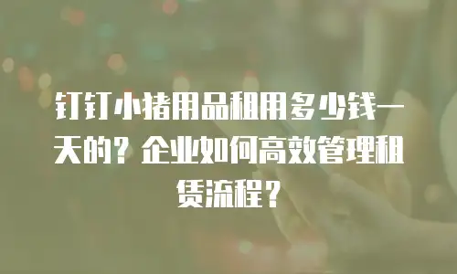 钉钉小猪用品租用多少钱一天的？企业如何高效管理租赁流程？