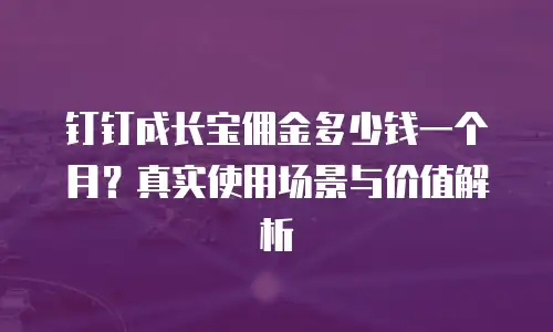 钉钉成长宝佣金多少钱一个月？真实使用场景与价值解析