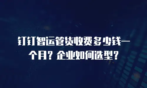 钉钉智运管货收费多少钱一个月？企业如何选型？