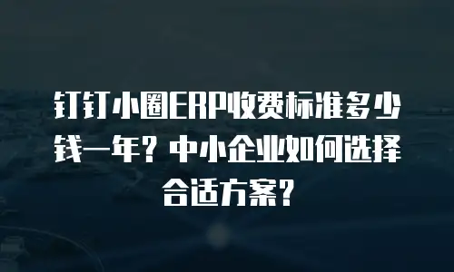 钉钉小圈ERP收费标准多少钱一年？中小企业如何选择合适方案？